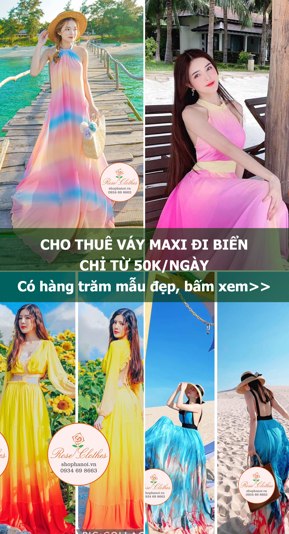 Cho thuê váy Maxi đi biển